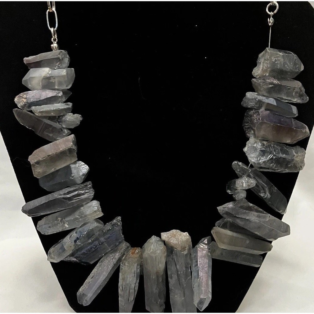 Smoky Gray Quartz Crystal Statement Mental Spiritual Clarity Energy Necklace